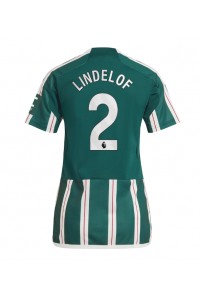 Manchester United Victor Lindelof #2 Jalkapallovaatteet Naisten Vieraspaita 2023-24 Lyhythihainen
